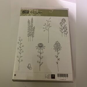 Stampin Up FLOWERING FIELDS Wildflowers Wood Mounted Rubber Stamps Set Rare new